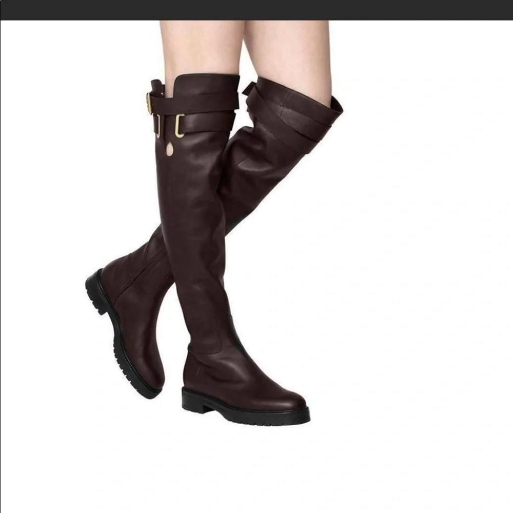 VALENTINO GARAVANI Bowrap Buckled Leather Over-the-knee Boots